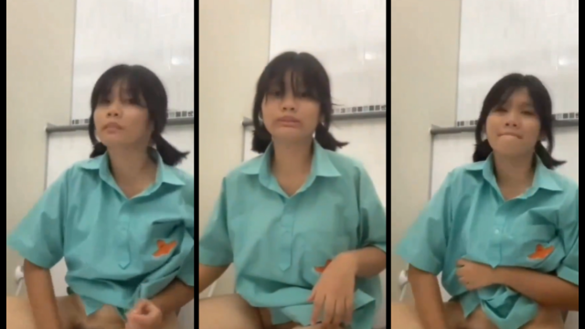 คลิปหลุดนักเรียน เด็กนักเรียนคอลเสียวกับแฟนคาห้องน้ำ ร.ร