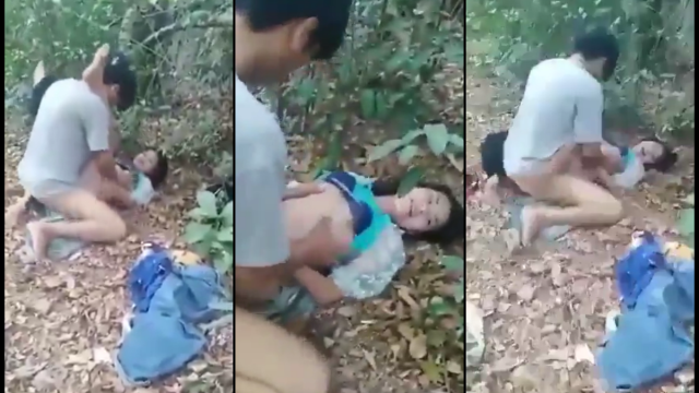 คลิปหลุดนักเรียน สาวนักเรียนใส่ชุดพละแอบหนีมาตอกกับแฟนในป่าหลังโรงเรียน